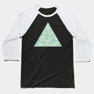 Painted Leaves - a pattern in cream on soft mint green Baseball T-Shirt